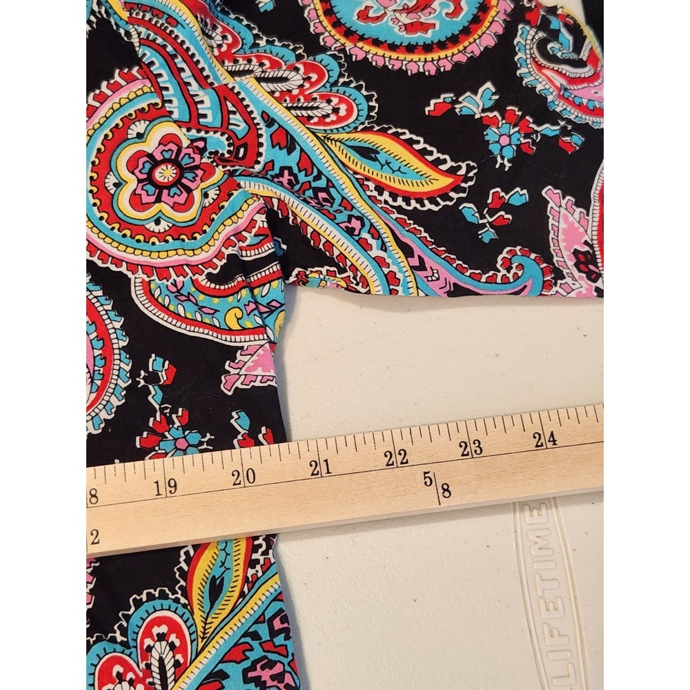 Vera Bradley Women Large Black Multi Color Paisley 100% Cotton Button Down Shirt - Picture 9 of 9